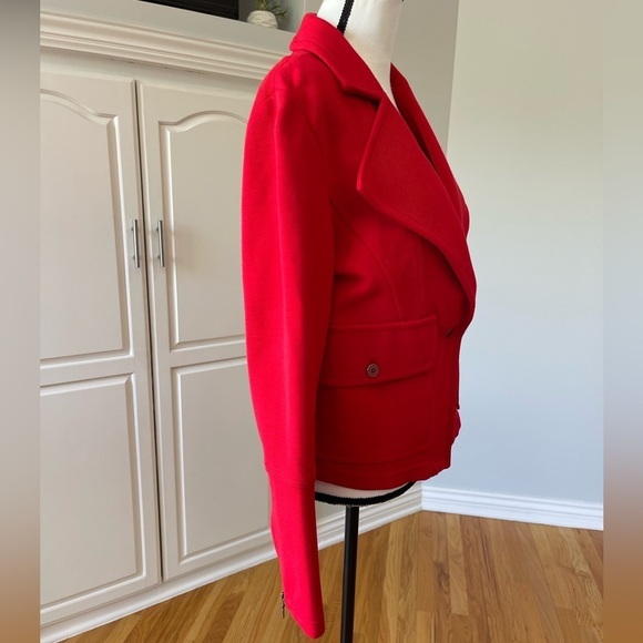 Anthropologie red jacket lapels pockets outerwear work fall winter layer outdoor - Picture 14 of 16